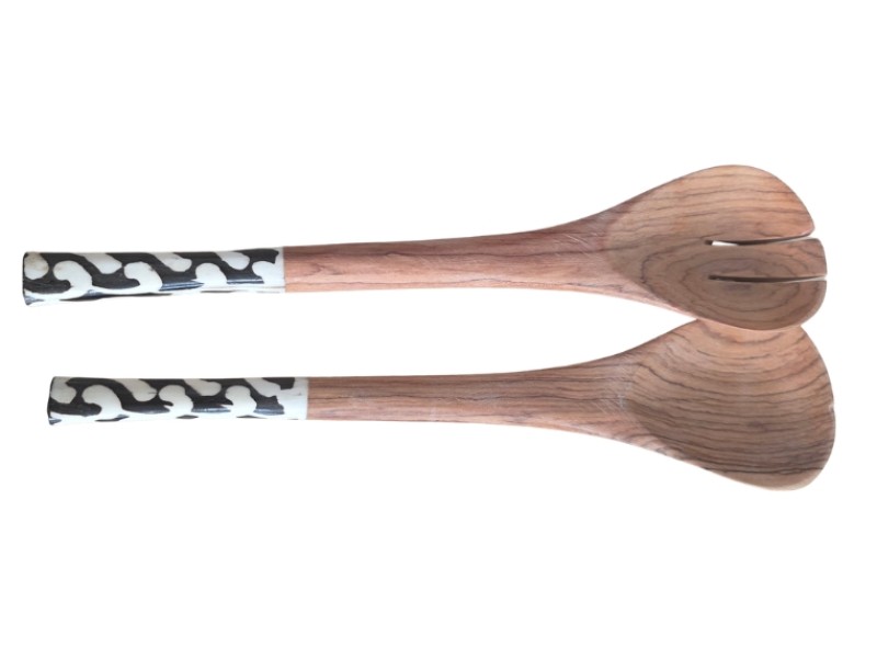 Black and White Wave Salad Server